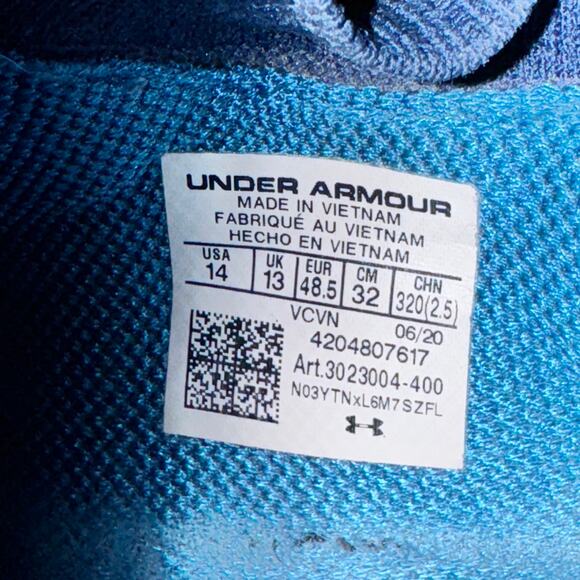 Under Armour HOVR Project Rock 3 Training Sneakers Men's Size 14 Blue Mesh - Picture 7 of 7